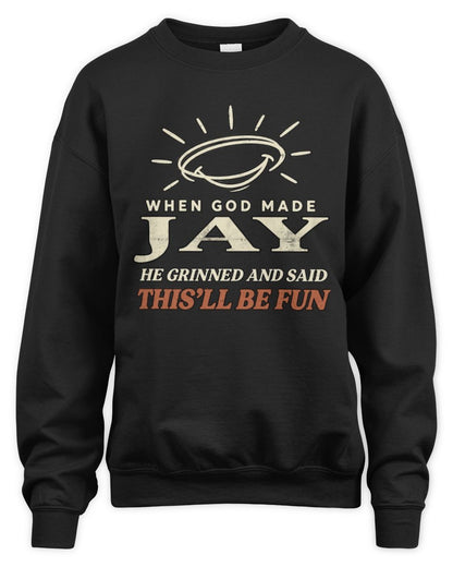 When God Made Your Name Funny Western T-Shirt T-Shirt JAY M1-S82 / Unisex Sweatshirt / black
