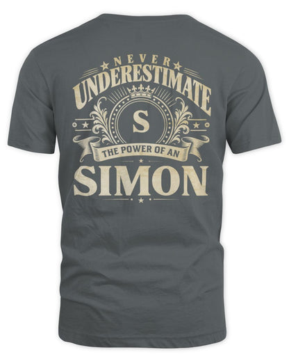 Never Underestimate Your Name Luxury Logo Shirt SIMON M1-63 / Unisex Standard T-Shirt / charcoal