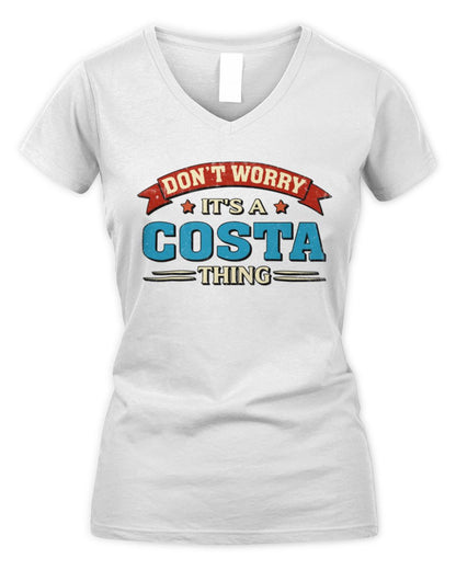 Don't Worry It's a Your Name Thing Funny Retro T-Shirt COSTA M1-57 / Women's V-Neck T-Shirt / white