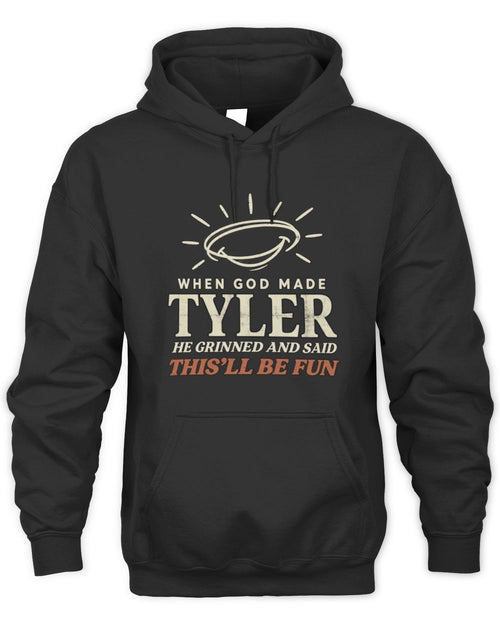 When God Made Your Name Funny Western T-Shirt T-Shirt TYLER M1-S82 / Unisex Hoodie / black