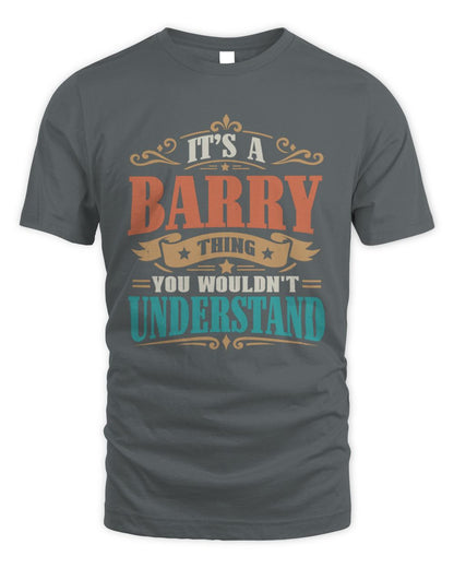 It’s a Name Thing Personalized Retro T-Shirt BARRY M1-47 / Unisex Standard T-Shirt / charcoal