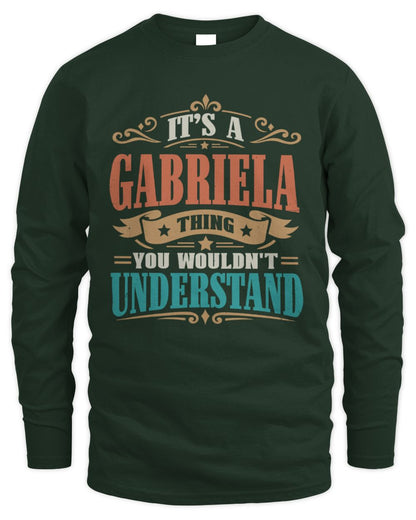 It’s a Name Thing Personalized Retro T-Shirt GABRIELA M1-47 / Men's Long Sleeved T-Shirt / forest green