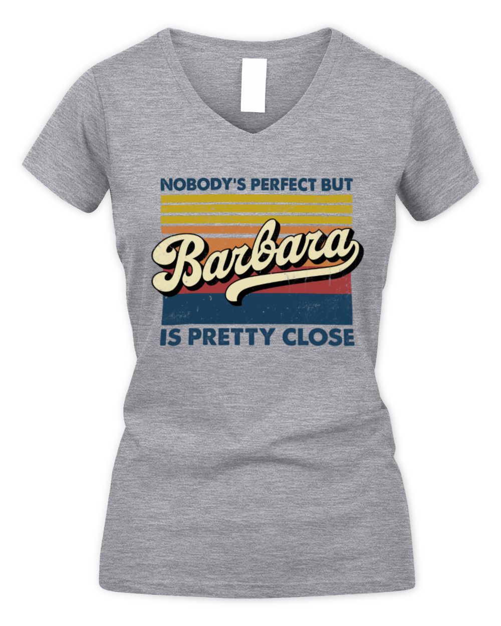 Nobody's Perfect But Your Name Is Pretty Close Retro Shirt BARBARA M1-65 / Women's V-Neck T-Shirt / sport grey