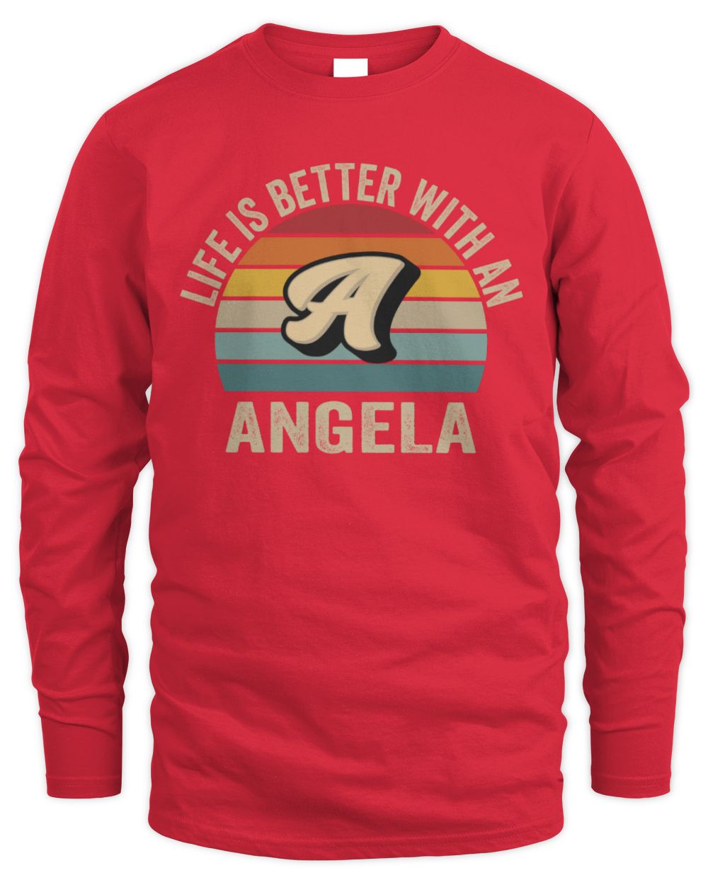Life Is Better with Name Vintage Sun Shirt ANGELA M1-50 / Men's Long Sleeved T-Shirt / red