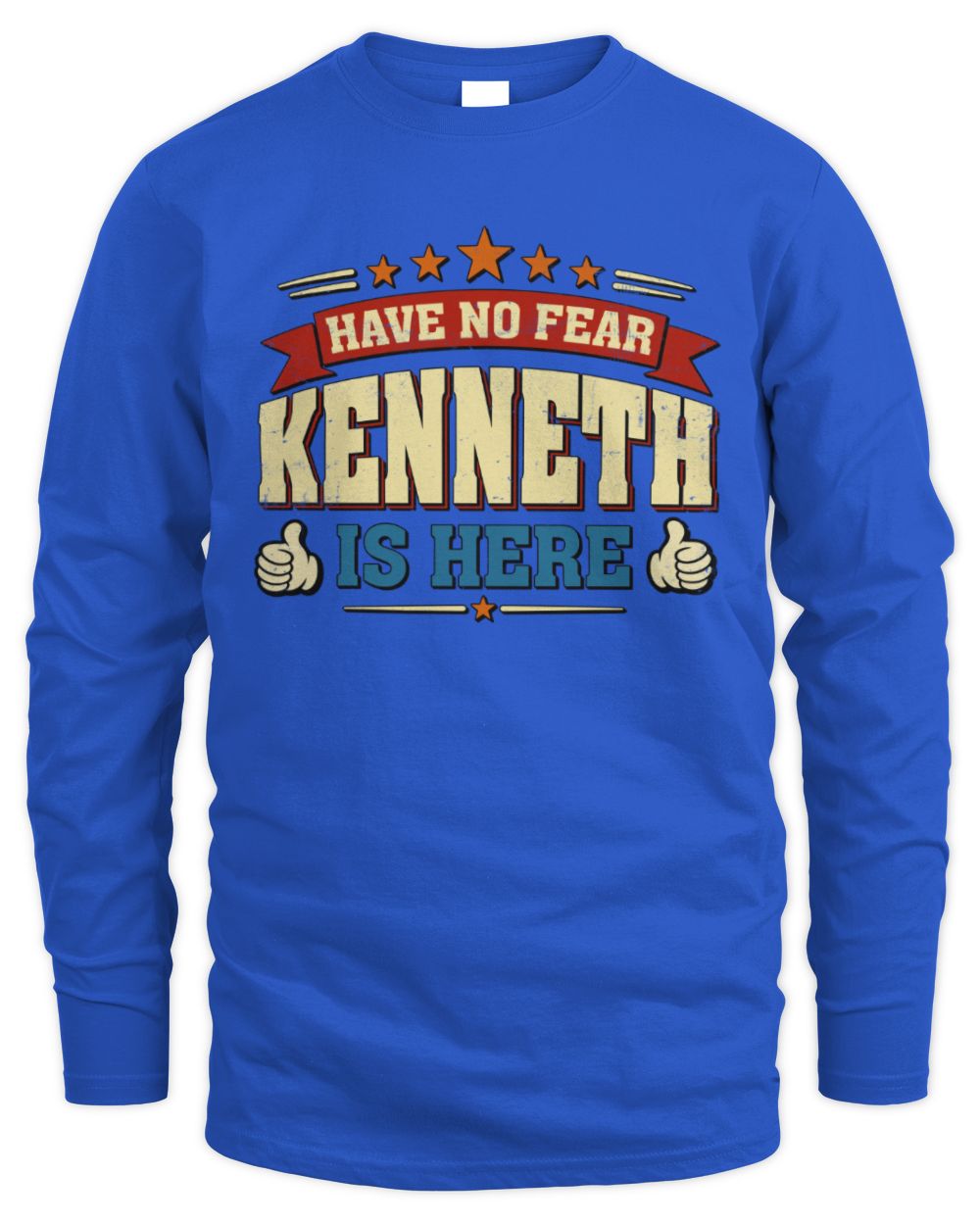 Have No Fear Your Name Is Here Cool Graphic T-Shirt KENNETH M1-71 / Men's Long Sleeved T-Shirt / royal