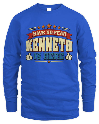 Have No Fear Your Name Is Here Cool Graphic T-Shirt KENNETH M1-71 / Men's Long Sleeved T-Shirt / royal