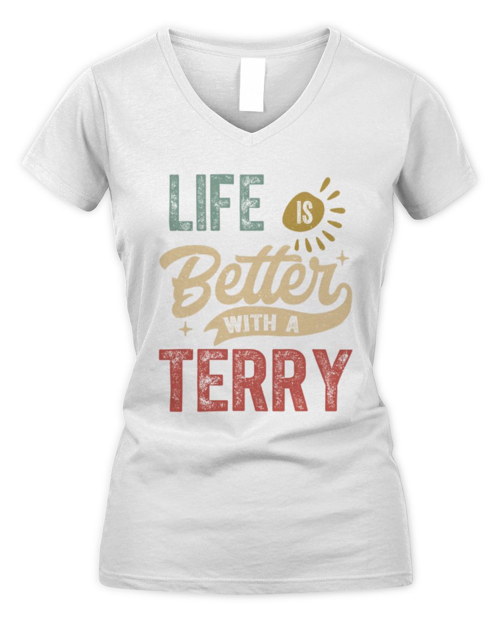 Life Is Better With a Name Personalized Retro T-Shirt TERRY-48 / Women's V-Neck T-Shirt / white