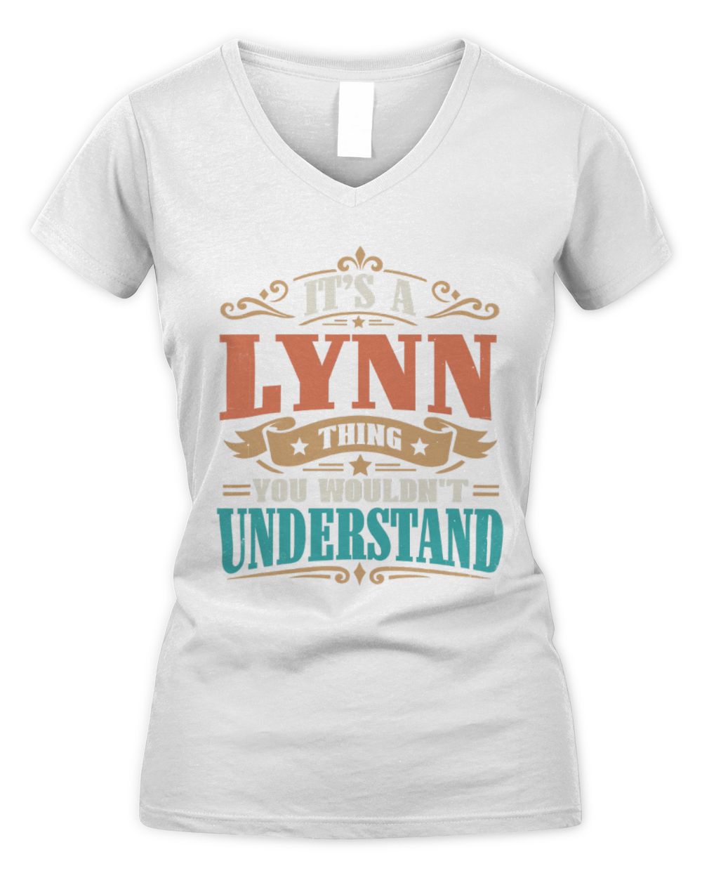 It’s a Name Thing Personalized Retro T-Shirt LYNN M1-47 / Women's V-Neck T-Shirt / white