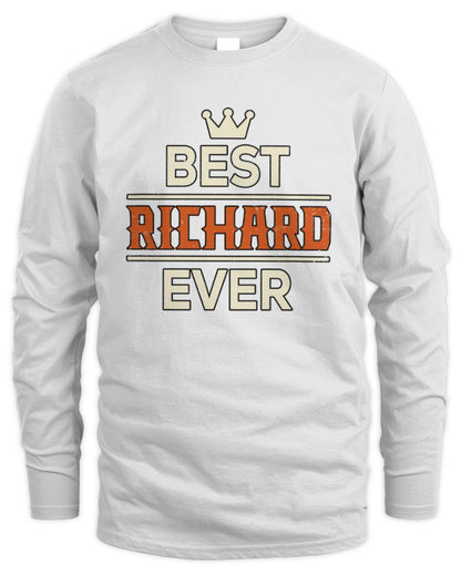 Best Your Name With Crown Shirt RICHARD M1-59 / Men's Long Sleeved T-Shirt / white