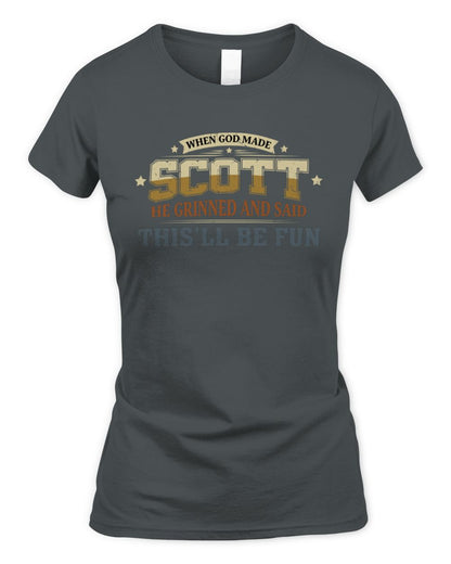 When God Made Your Name Funny Heritage T-Shirt SCOTT M1-80 / Women's Standard T-Shirt / charcoal