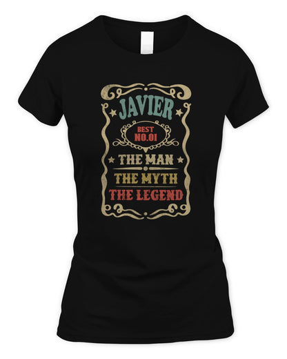 The Man The Myth The Legend Vintage Gold Wine Shirt JAVIER M1-52 / Women's Standard T-Shirt / black