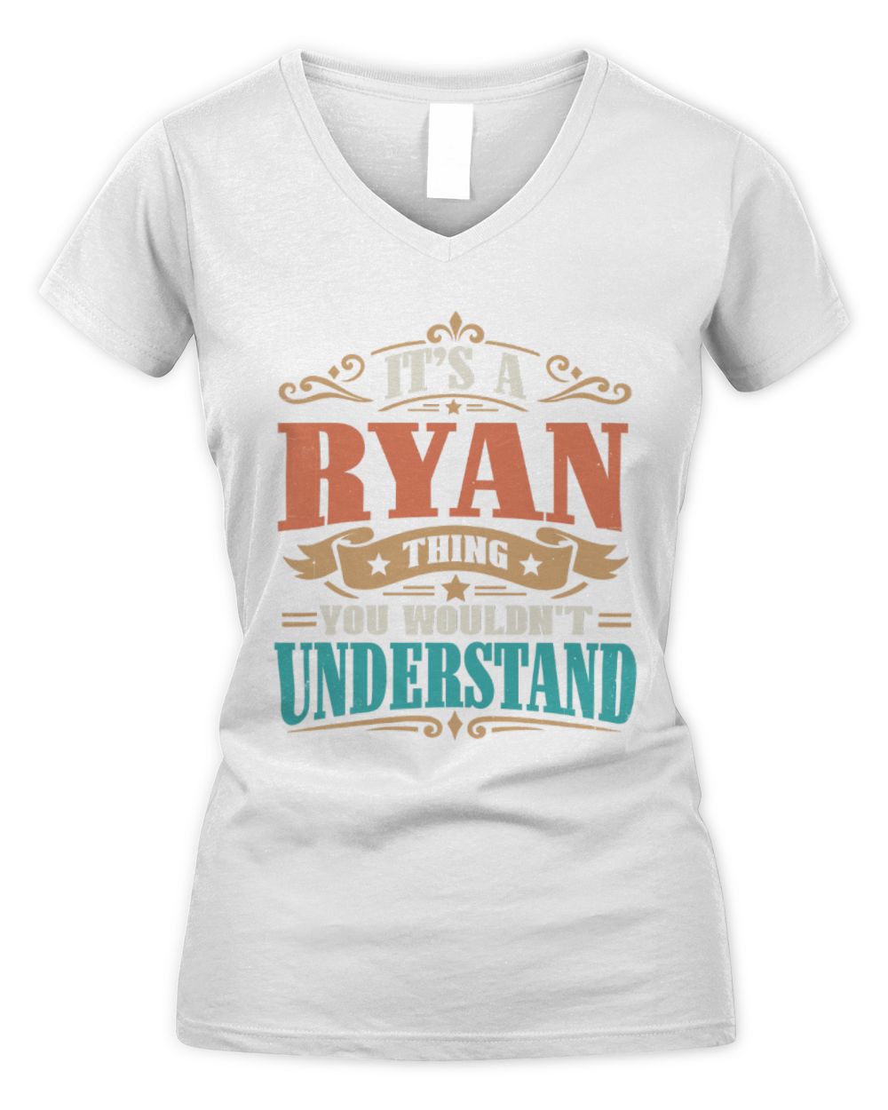 It’s a Name Thing Personalized Retro T-Shirt RYAN M1-47 / Women's V-Neck T-Shirt / white