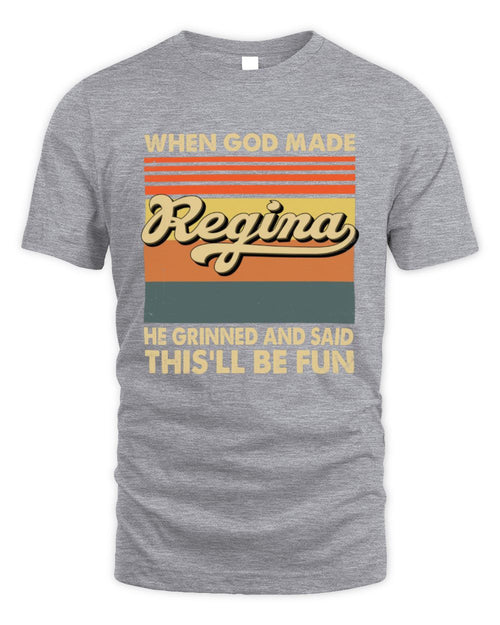 When God Made Your Name He Grinned Vintage T-Shirt REGINA M1-55 / Unisex Standard T-Shirt / sport grey