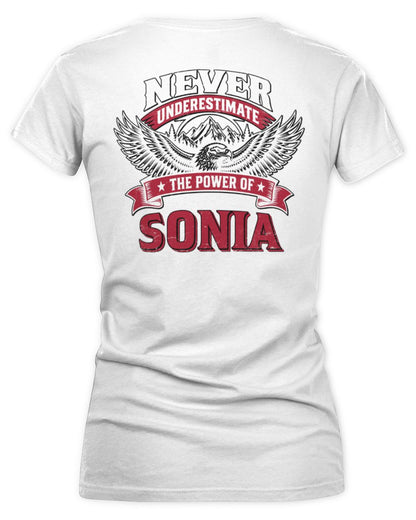 Never Underestimate Your Name Eagle Mountain Shirt SONIA M1-61 / Women's V-Neck T-Shirt / white