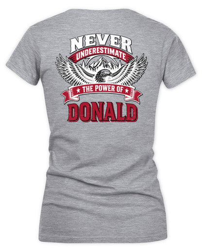 Never Underestimate Your Name Eagle Mountain Shirt DONALD M1-61 / Women's V-Neck T-Shirt / sport grey
