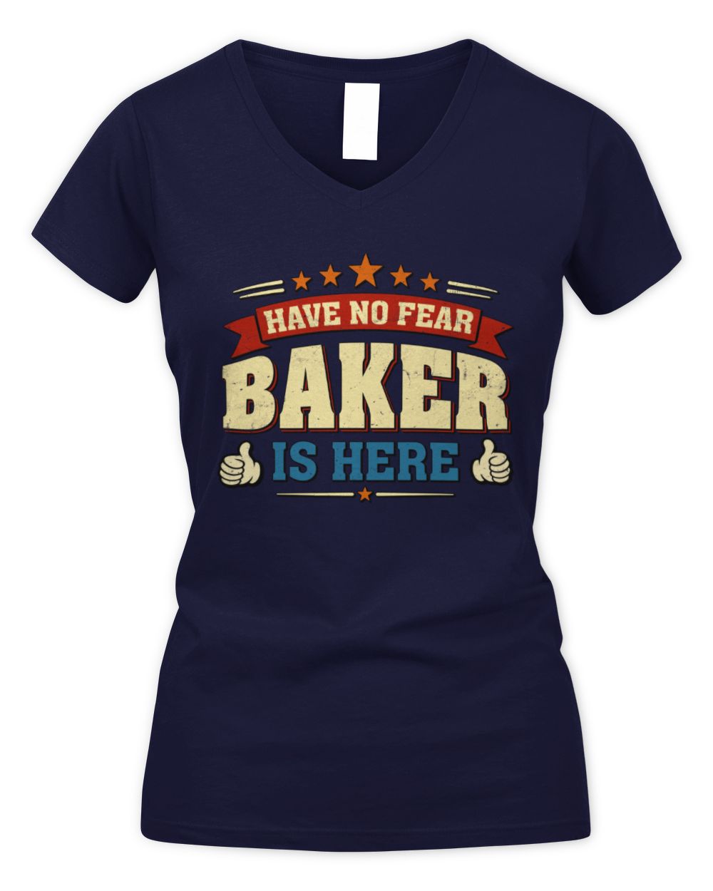 Have No Fear Your Name Is Here Cool Graphic T-Shirt BAKER M1-71 / Women's V-Neck T-Shirt / navy