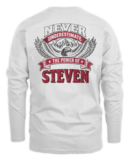 Never Underestimate Your Name Eagle Mountain Shirt STEVEN M1-61 / Men's Long Sleeved T-Shirt / white