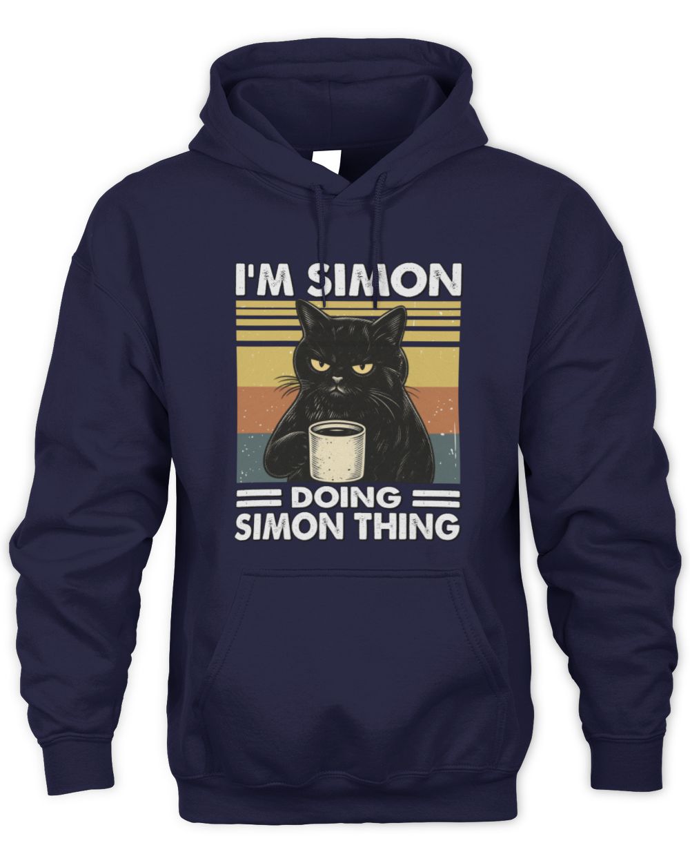 I'm Name Doing Name Thing Grumpy Black Cat Shirt SIMON M1-79 / Unisex Hoodie / navy