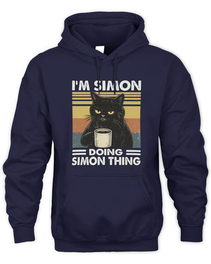 I'm Name Doing Name Thing Grumpy Black Cat Shirt SIMON M1-79 / Unisex Hoodie / navy