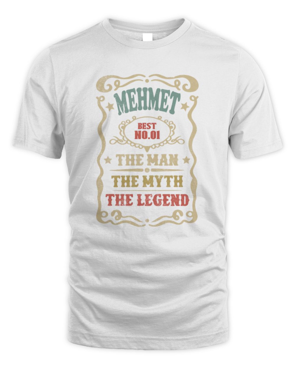 The Man The Myth The Legend Vintage Gold Wine Shirt MEHMET M1-52 / Unisex Standard T-Shirt / white