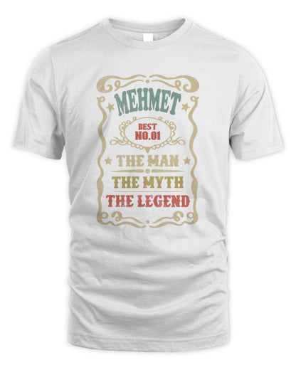 The Man The Myth The Legend Vintage Gold Wine Shirt MEHMET M1-52 / Unisex Standard T-Shirt / white