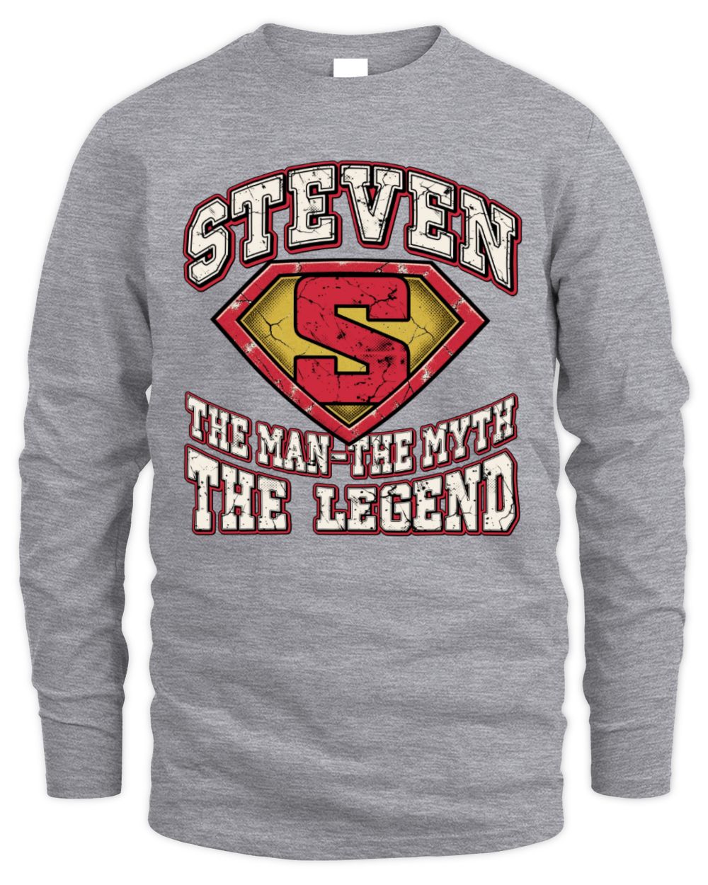 The Man The Myth The Legend Superman Graphic T-Shirt STEVEN M1-74 / Men's Long Sleeved T-Shirt / sport grey