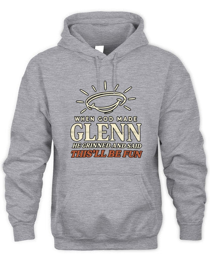 When God Made Your Name Funny Western T-Shirt T-Shirt GLENN M1-S82 / Unisex Hoodie / sport grey