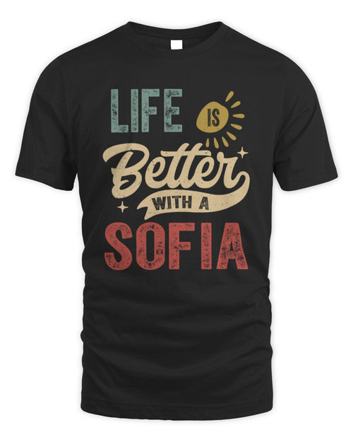 Life Is Better With a Name Personalized Retro T-Shirt SOFIA-48 / Unisex Standard T-Shirt / black