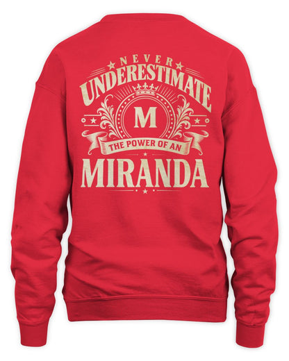 Never Underestimate Your Name Luxury Logo Shirt MIRANDA M1-63 / Unisex Sweatshirt / red