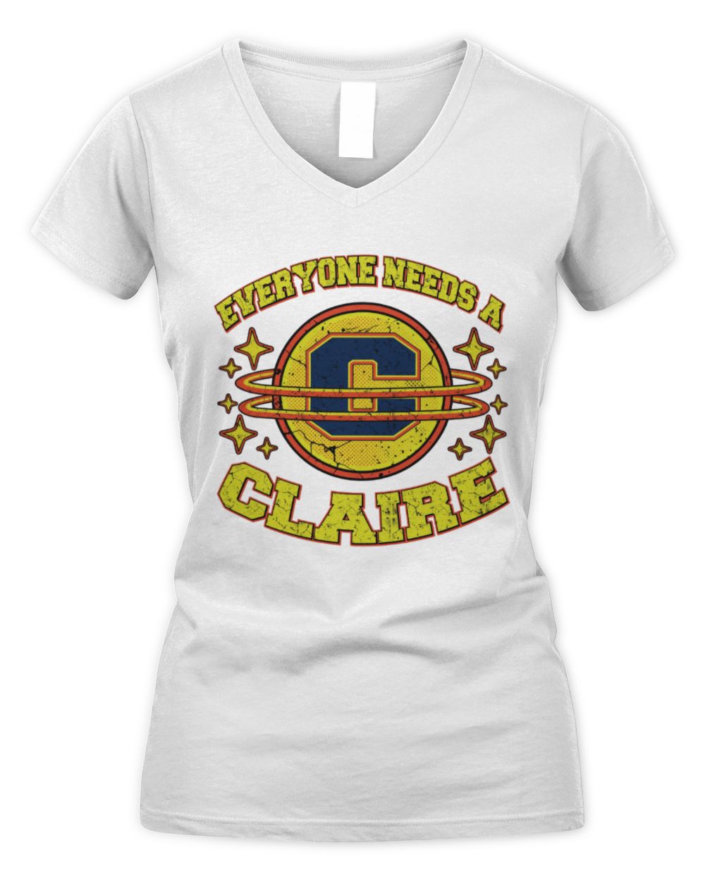 Everyone Needs a Your Name Shirt CLAIRE M1-76 / Women's V-Neck T-Shirt / white