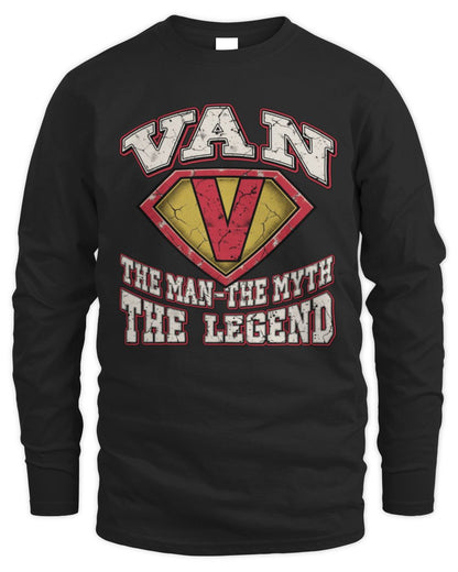 The Man The Myth The Legend Superman Graphic T-Shirt VAN M1-74 / Men's Long Sleeved T-Shirt / black