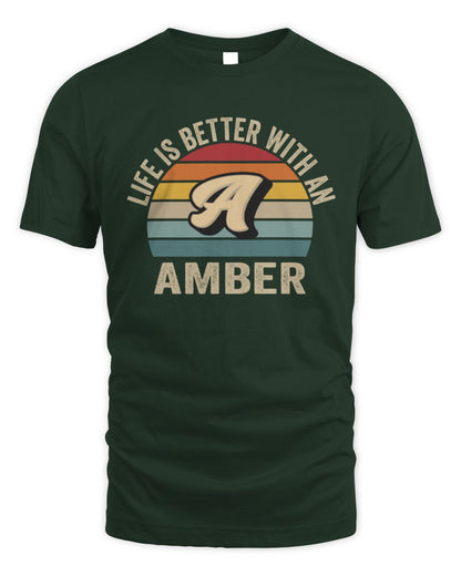 Life Is Better with Name Vintage Sun Shirt AMBER M1-50 / Unisex Standard T-Shirt / forest green