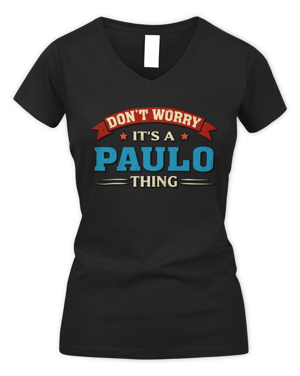 Don't Worry It's a Your Name Thing Funny Retro T-Shirt PAULO M1-57 / Women's V-Neck T-Shirt / black