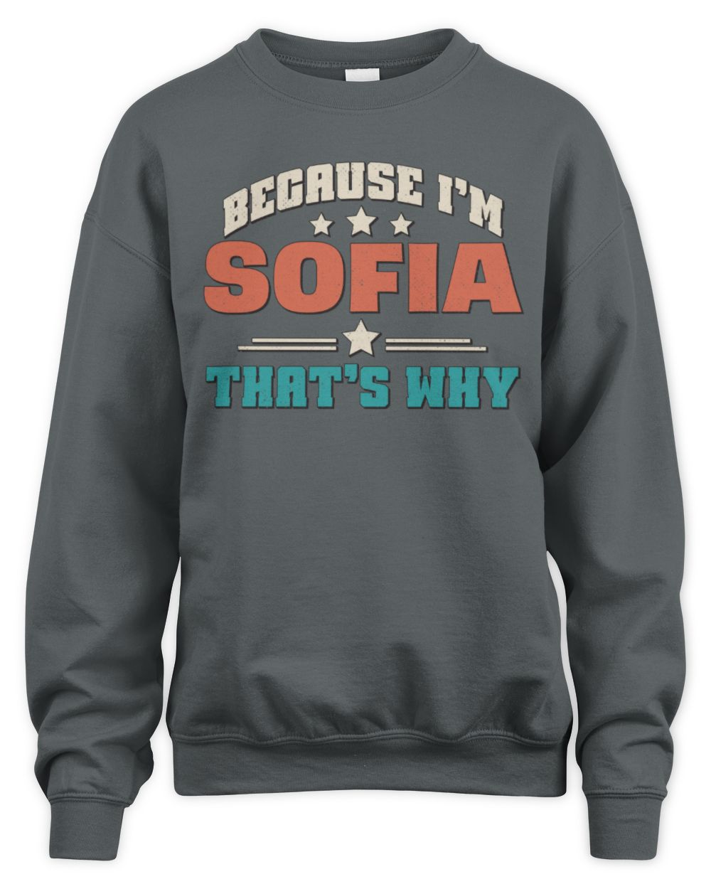 Because I'm Name That's Why Personalized Retro Shirt SOFIA-49 / Unisex Sweatshirt / charcoal