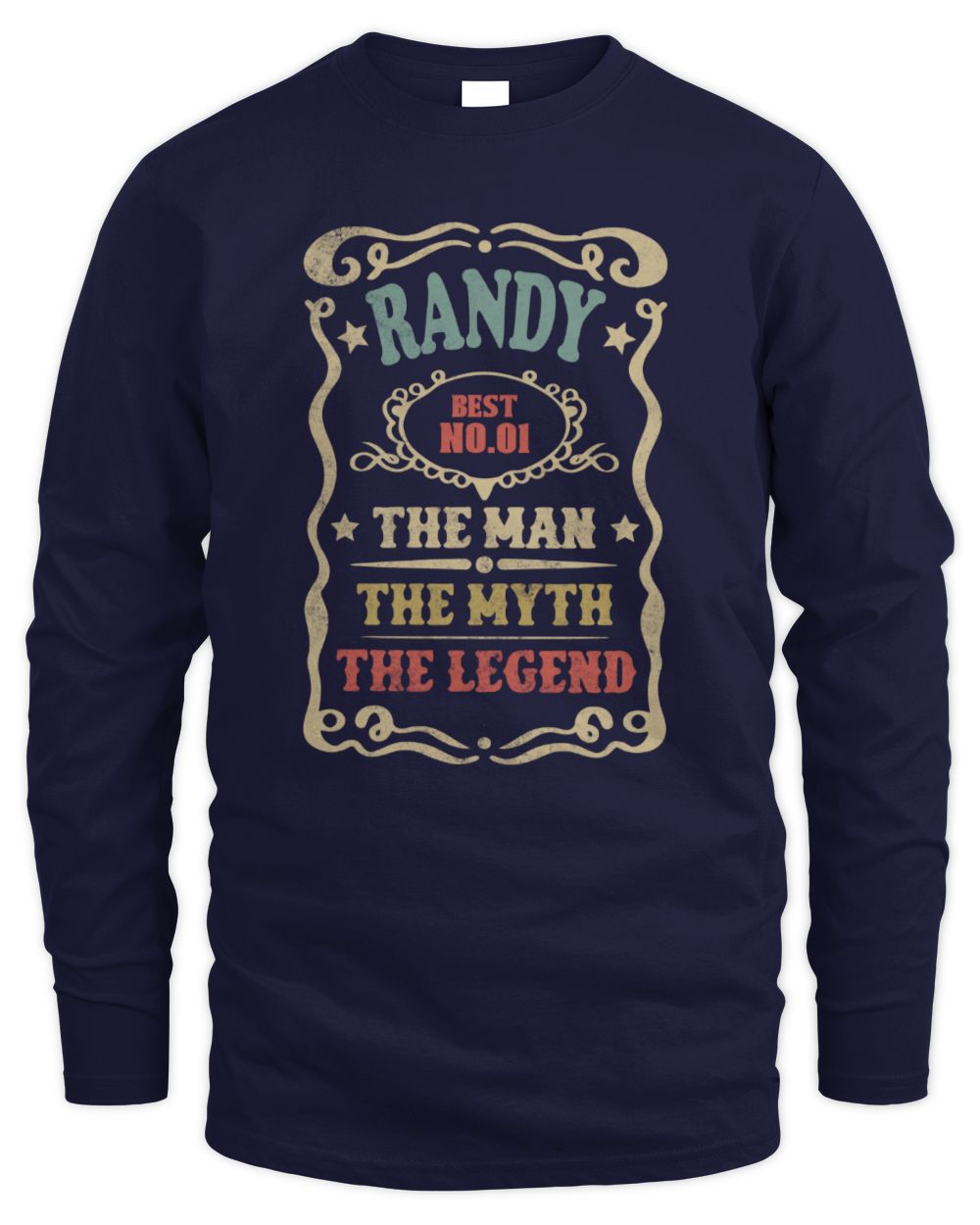 The Man The Myth The Legend Vintage Gold Wine Shirt RANDY M1-52 / Men's Long Sleeved T-Shirt / navy