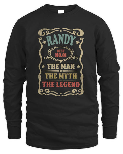 The Man The Myth The Legend Vintage Gold Wine Shirt RANDY M1-52 / Men's Long Sleeved T-Shirt / black