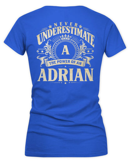 Never Underestimate Your Name Luxury Logo Shirt ADRIAN M1-63 / Women's V-Neck T-Shirt / royal