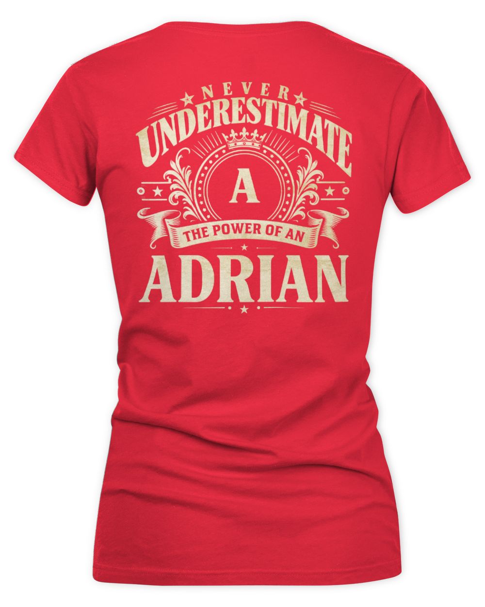 Never Underestimate Your Name Luxury Logo Shirt ADRIAN M1-63 / Women's V-Neck T-Shirt / red