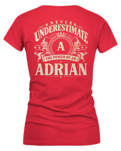 Never Underestimate Your Name Luxury Logo Shirt ADRIAN M1-63 / Women's V-Neck T-Shirt / red