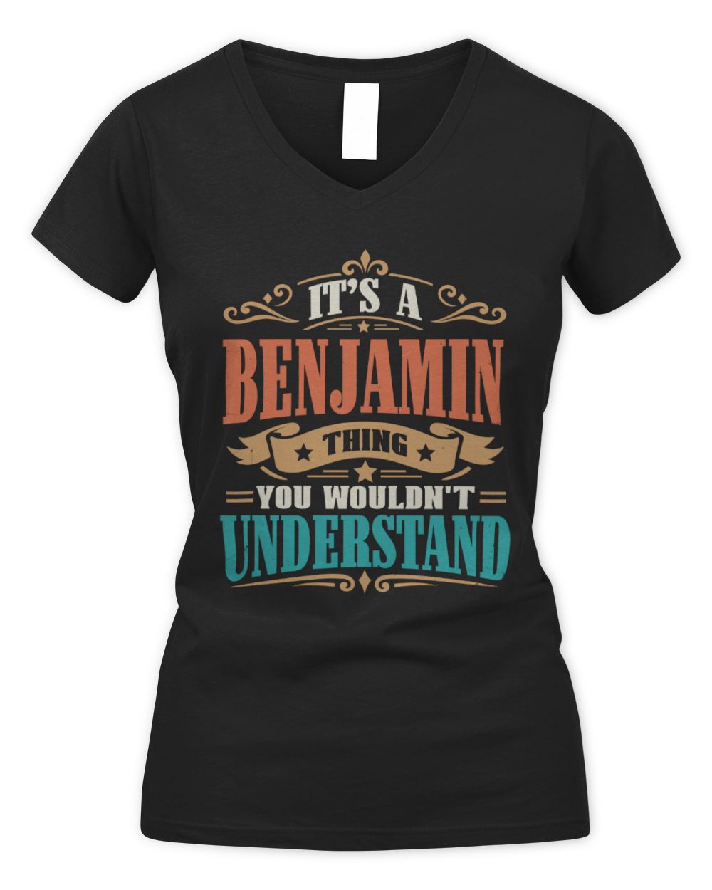 It’s a Name Thing Personalized Retro T-Shirt BENJAMIN M1-47 / Women's V-Neck T-Shirt / black