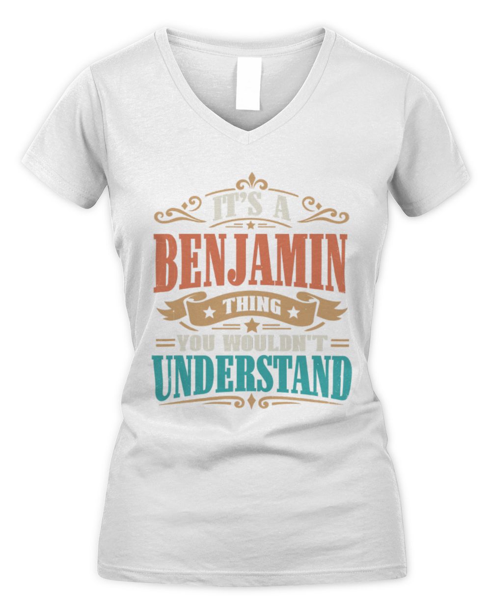 It’s a Name Thing Personalized Retro T-Shirt BENJAMIN M1-47 / Women's V-Neck T-Shirt / white