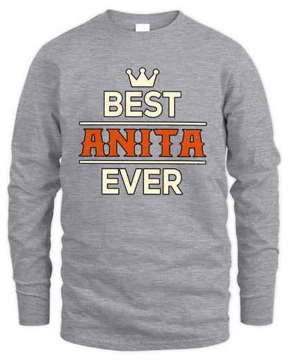 Best Your Name With Crown Shirt ANITA M1-59 / Men's Long Sleeved T-Shirt / sport grey