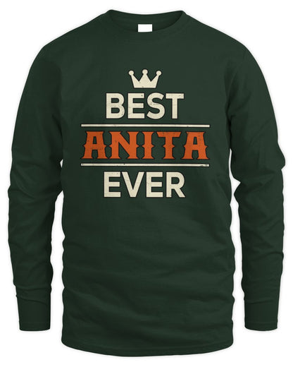 Best Your Name With Crown Shirt ANITA M1-59 / Men's Long Sleeved T-Shirt / forest green