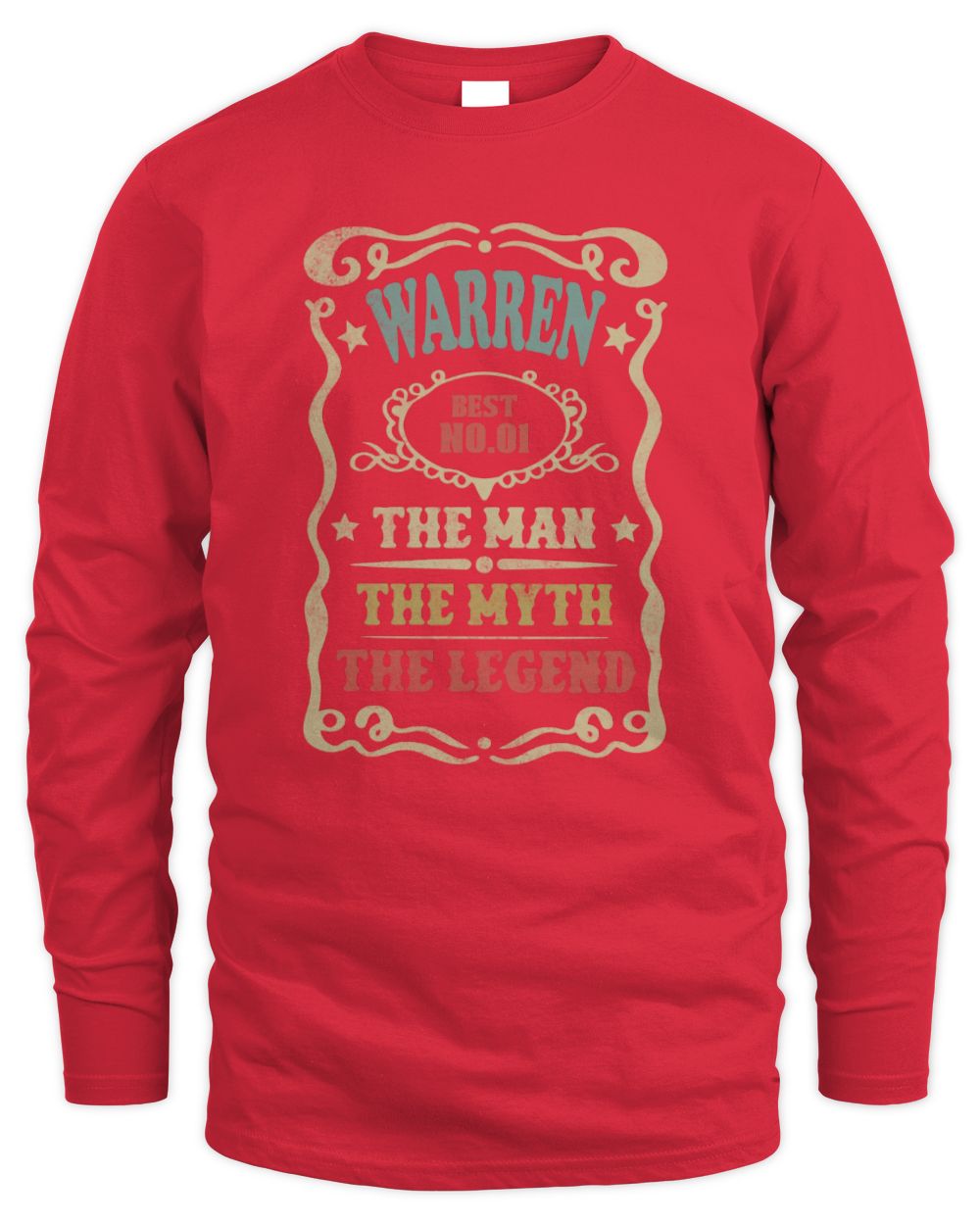The Man The Myth The Legend Vintage Gold Wine Shirt WARREN M1-52 / Men's Long Sleeved T-Shirt / red