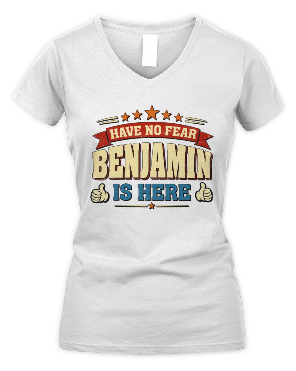 Have No Fear Your Name Is Here Cool Graphic T-Shirt BENJAMIN M1-71 / Women's V-Neck T-Shirt / white