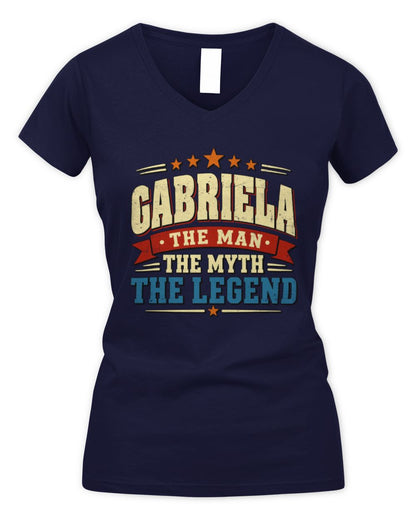 The Man The Myth The Legend Ribbon Vintage T-Shirt GABRIELA M1-56 / Women's V-Neck T-Shirt / navy
