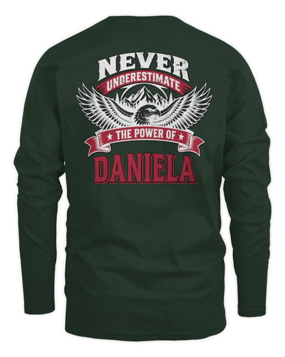 Never Underestimate Your Name Eagle Mountain Shirt DANIELA M1-61 / Men's Long Sleeved T-Shirt / forest green