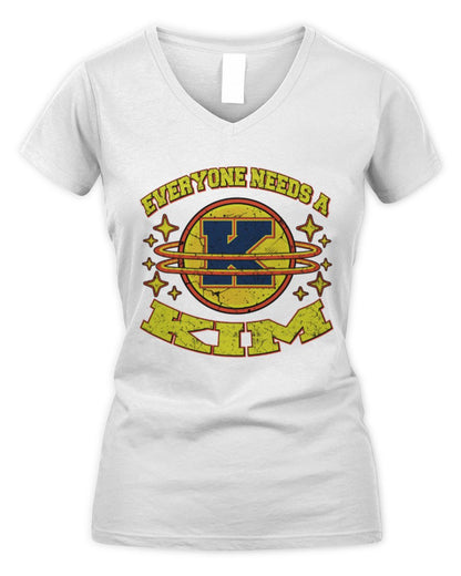 Everyone Needs a Your Name Shirt KIM M1-76 / Women's V-Neck T-Shirt / white