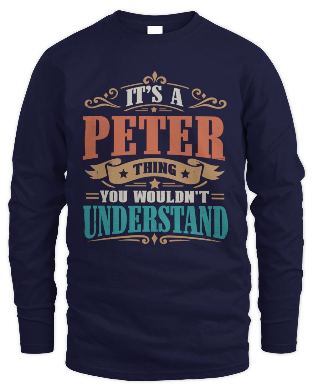 It’s a Name Thing Personalized Retro T-Shirt PETER M1-47 / Men's Long Sleeved T-Shirt / navy