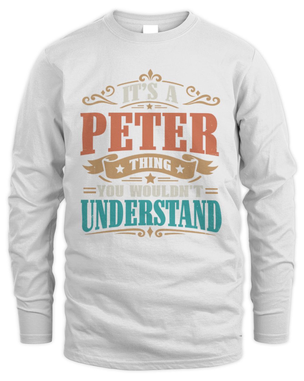 It’s a Name Thing Personalized Retro T-Shirt PETER M1-47 / Men's Long Sleeved T-Shirt / white